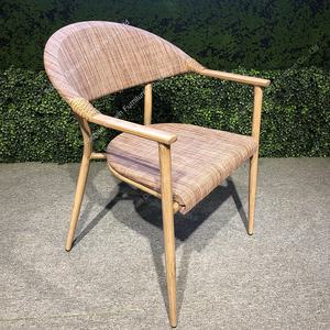 French Mesh Bamboo-Looking Fabric Aluminum <strong>Garden</strong> <strong>Chair</strong> and Table Set for Outdoor Furniture for Park Use - Product Image 3