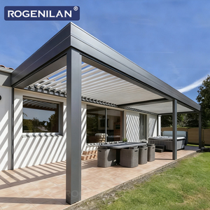 Pergola bioclimatique extérieure en aluminium imperméable à l'eau avec <span class=keywords><strong>toit</strong></span> à lamelles réglables électriquement Rogenilan pour jardin et <span class=keywords><strong>terrasse</strong></span> - Product Image 4