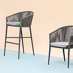 Tabouret <span class=keywords><strong>de</strong></span> <span class=keywords><strong>bar</strong></span> haut d'extérieur en corde tressée avec <span class=keywords><strong>coussin</strong></span> (E7083RB) - Product Image 6