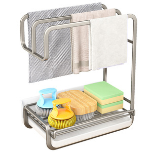Straccio stenditoio stendibiancheria lavello da cucina mensola staffe in acciaio inox supporto per spugna spazzola portasapone - Product Image 5