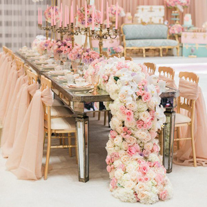 Decorazioni per Feste, Runner da Tavola con Rose Bianche Artificiali, Decorazioni per Matrimoni, <span class=keywords><strong>Fiori</strong></span> Artificiali - Product Image 4