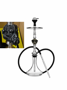 Set de Shisha de Lujo de Acero Inoxidable con Base de Cristal, Diseño Esculpido de Gorila, Dragón, Payaso, Cabeza de Hacha, Manguera Única, Venta al por Mayor OEM - Product Image 1