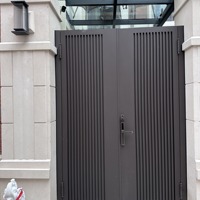 Porte coulissante électrique automatique en alliage d'aluminium moderne, design personnalisé pour la sécurité de la maison, origine Shanghai