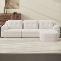 Canapé modulaire OEM avec chaise longue, structure entièrement en mousse, revêtement texturé tissé, canapé moderne surdimensionné pour salon