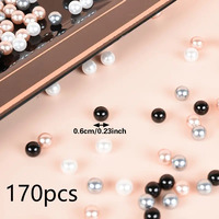 Perles de décoration en plastique ABS imitation argent de 6mm, perles rondes sans trou, perles noires pour la fabrication de bijoux, vente en gros