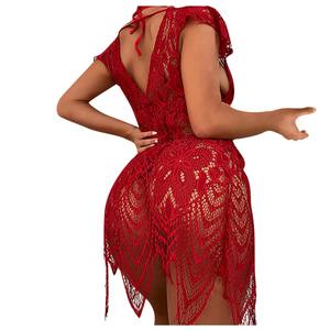 Indossa da notte in maglia lunga all'ingrosso di alta qualità in pizzo personalizzato da donna tessuto intrecciato <span class=keywords><strong>Sexy</strong></span> - Product Image 3