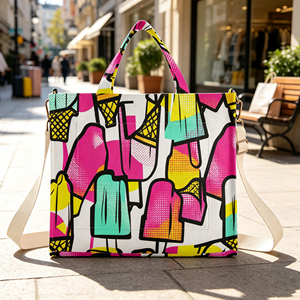 OEM Custom Printed Women's Corduroy Tote <b>Bag</b> with Front Pocket & Strap - Product Image 1