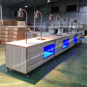 Comedor moderno, cafetería tipo buffet con calentadores de comida por inducción, iluminación Led, mesa de catering, estación de buffet de mármol rectangular moderna - Product Image 5