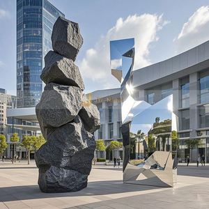 Sculpture géométrique Art Déco M92 304 en acier inoxydable, étanche, multifonctionnelle et durable pour la décoration de places publiques - Product Image 2