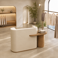 Nouveau comptoir de réception moderne et compact, orienté vers l'avant, personnalisable pour salon de beauté, bureau, hôpital, hôtel, école