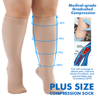 Chaussettes de compression graduée classe 2 (20-30 mmHg) pour varices, taille plus, hauteur genou, pour infirmières et longues périodes debout