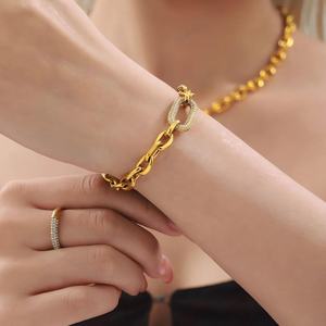 צמיד מודרני שרשרת שרשרת צ 'אנקי עמיד למים 18 קראט סט תכשיטים ירך נירוסטה - Product Image 3