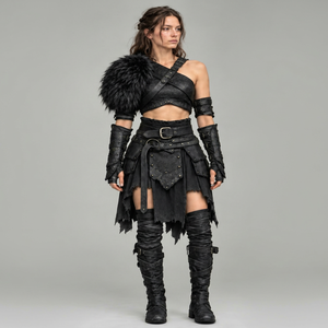 Disfraz de Guerrera de Cuero para Mujer con Hombreras de Piel y Conjunto de Armadura - Product Image 1