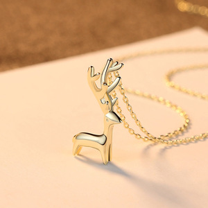 Collar con colgante de ciervo chapado en oro de plata de ley S925 para mujer (se puede hacer de cobre), adecuado como regalo de cumpleaños - Product Image 4