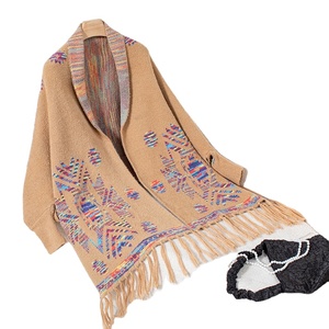 <span class=keywords><strong>2025</strong></span> xuyên biên giới mới <span class=keywords><strong>Aztec</strong></span> Áo len cardigan của phụ nữ POP hình học Jacquard phong cách dân tộc tua khăn choàng mùa đông Polyester - Product Image 1