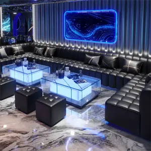 New Arrival Fast Food Ktv Night Club Booth Led Bar Counter Table Black Sofa For Bar Lounge Nightclub Furniture