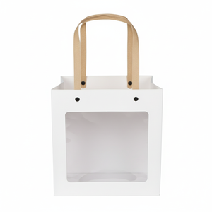 Túi giấy Kraft vuông chất lượng cao tùy chỉnh với cửa sổ trong suốt và tay cầm phẳng để mua sắm quà tặng và bao bì bán lẻ - Product Image 3