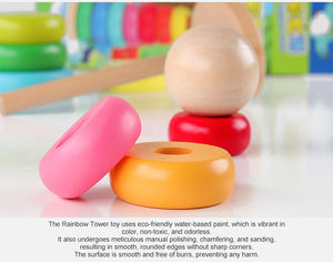 Brinquedos Educativos Infantis de Madeira em Forma de Torre Arco-Íris Fabricados em Fábrica para Desenvolvimento da Inteligência - Product Image 4