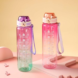 STARLII BPA 무료 투명 투명 그라데이션 동기 부여 스포츠 플라스틱 물병 1l / 32oz 동기 부여 시간 마커 스케일 - Product Image 3