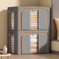 Boîte de rangement extra-large en tissu Oxford de lin, organisateur pliable bicolore pour armoire domestique, en plastique épaissi