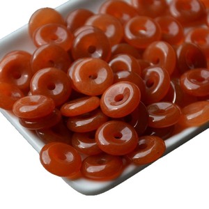 Natural <b>Red</b> Aventurine Carved Safety Buckle 15mm Button Pendant For Jewelry Making Round Stone <b>Beads</b> Handmade Accessories - Product Image 5