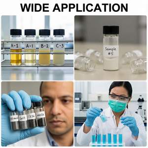 Petites fioles en verre transparentes de 8 ml avec bouchon à vis noir pour produits chimiques de laboratoire - Product Image 5