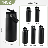 Bouteilles de sport isothermes 14 oz avec logo personnalisé, gourdes à double paroi, tasses à boire pour enfants, bouteilles d'eau en acier inoxydable pour enfants avec paille