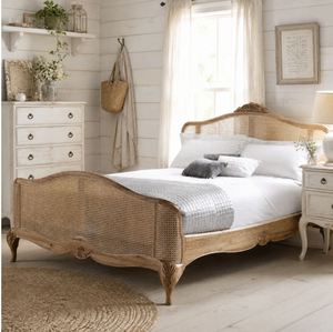 American Country Curved <b>Headboard</b> Bed, Rustic Style Simple Wave Tailboard Double Bed - Product Image 1