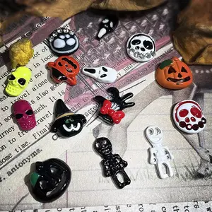 Pumpkin Ghost Skull Darkness Finger Nail Stickers 3D Alloy Halloween Nail Art Charms For Nail DIY Decorations