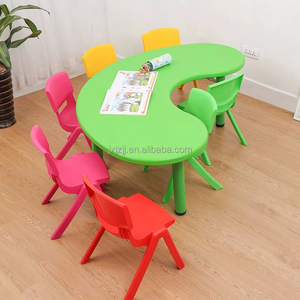Ensemble table <span class=keywords><strong>et</strong></span> chaise d'école pour enfants en forme de lune moderne pour la maternelle <span class=keywords><strong>et</strong></span> la <span class=keywords><strong>chambre</strong></span> à coucher, meubles en plastique écologiques - Product Image 2