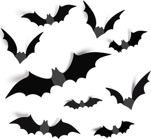 Decoraciones de Halloween para Interiores y Exteriores, Murciélagos 3D de PVC Reutilizables, Decoración de Pared, Artículos para Fiestas de Halloween y Graduación - Product Image 1