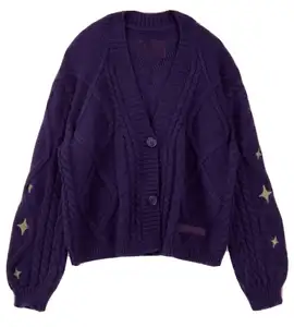 2024 Hersteller Custom Cardigan Coat Swift Sweater Lila Blau Folclore Stars Cable Knit Folklore Swift Cardigan für Frauen
