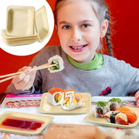 Assiettes carrées jetables en bois naturel de 140 mm, résistantes à l'huile, robustes, pour sushis, gâteaux, pique-niques, fêtes, barbecues et traiteurs