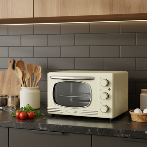 20L <strong>Retro</strong> Style Multi-Function <strong>Microwave</strong> - Adjustable Power, Honeycomb Liner, Cream Yellow, for 3-5 People Home Heating - Product Image 4