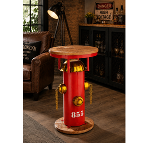 Industrial Recycled Metal Tall <b>Bar</b> <b>Table</b> with <b>Round</b> Wood Top for Restaurant Cafe Eatery Pub Kitchen and Commercial Dining Spaces - Product Image 1
