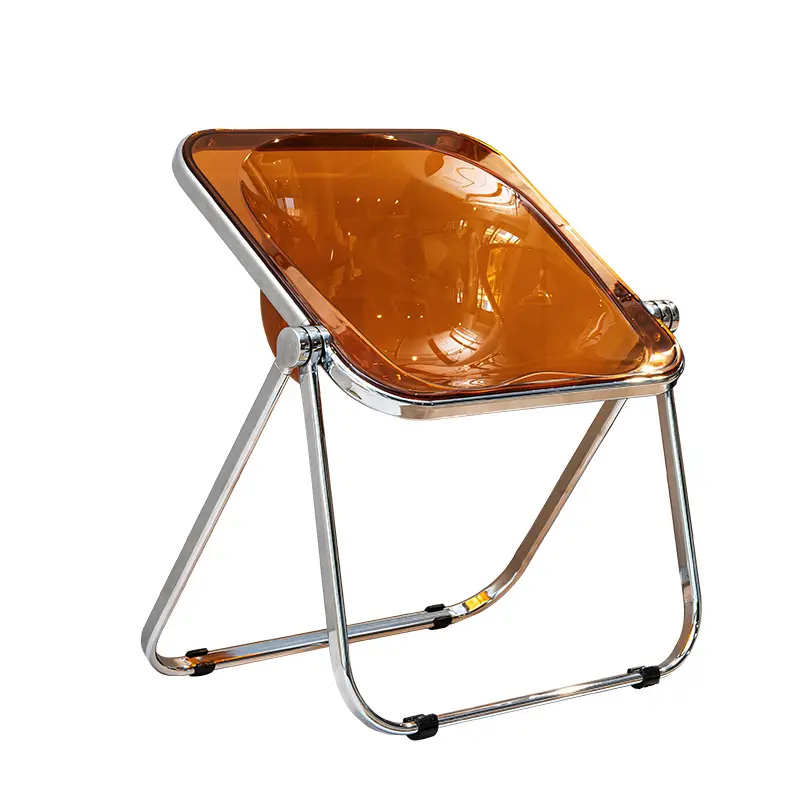 เก้าอี้พับพนักพิงอะคริลิคใสแบบเรียบง่ายสไตล์นอร์ดิก,เก้าอี้รับประทานอาหารสำหรับห้องนั่งเล่นในบ้าน