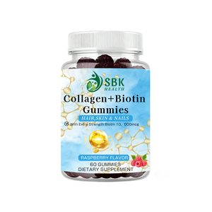 Lower MOQ 10000mcg Biotin <b>Gummy</b> <b>Candy</b> Enhance Hair Vitality Fish Collagen Biotin Gummies Raspberry Taste Glowing Skin Support - Product Image 1