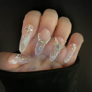 Xinrunjin 2025 verano medio estilo INS PVC dedo Nail Art placa hecha a mano 24 Uds Personalización de gama alta arte de uñas de alta resistencia - Product Image 1