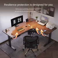 Bureau de travail moderne à domicile, réglable en hauteur, électrique, en forme de L, avec double moteur, poste de travail en forme de L avec panneau d'angle