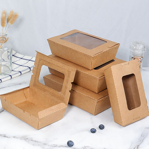 Biodegradable Food Paper Container Boxes Vegetable Packaging Box Kraft Lunch Box With Window