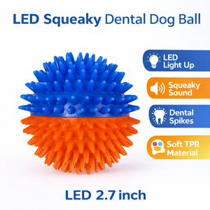 Köpek LED Işıklı Diş Temizleme Çivili Ses Çıkaran Top Oyuncak 2.7 İnç OEM Siparişi İçin SKU Tedarik Stabil Fabrika Üretimi EN CE ASTM Standardı - Product Image 1