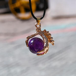 Amatista verde oro Animal águila garra Dragon Ball gótico viento colgante collar Natural cristal Jade dragón garra bola piedra preciosa - Product Image 4