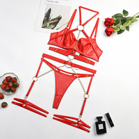Ensemble de lingerie sexy pour femme, combinaison en cuir PU exotique, sous-vêtements, costume de dominatrice, fétiche, bondage, pole dance, tenue de club