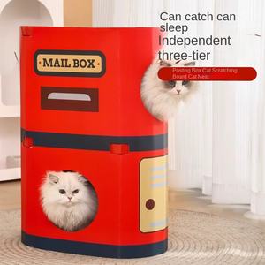 Moderne Geïntegreerde Kat Klauw Board Nest Slijtvast, Geen Chip-Dropping Verticale Muursticker Gegolfde Katten Kat Bomen Krabber - Product Image 1