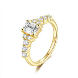 2026 Hot Item S925 Sterling <b>Silver</b> <b>Emerald</b> Cut Zircon <b>Ring</b> For Women Luxury Proposal Engagement Slim Finger Two Tone Band - Product Image 1