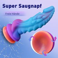 Consolador realista de monstruo luminoso para masturbación en el punto G, consolador de dragón de silicona enorme con ventosa fuerte para juego vaginal