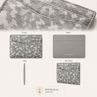 Porte-cartes léger en cuir souple camouflage gris pour les boutiques d'extérieur, étui à cartes personnalisé OEM avec logo estampé argenté, cadeau pour grossistes