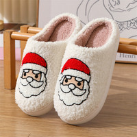 Chaussons d'Intérieur Chauds Confortables pour Femmes, Imperméables, Doux, avec Logo Personnalisé par le Fabricant, Hiver, Motif Sapin de Noël, Élan, Sourire