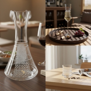 Ensemble <span class=keywords><strong>de</strong></span> verrerie gravée : <span class=keywords><strong>Carafe</strong></span>, verres à <span class=keywords><strong>vin</strong></span> et à whisky, design géométrique moderne pour <span class=keywords><strong>vin</strong></span>, eau et spiritueux - Product Image 2