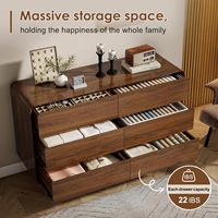 Commode en bois de style moderne du milieu du siècle, 47'' de large, avec 6 tiroirs de rangement, pour chambre et dressing, finition noyer